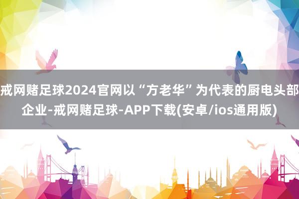 戒网赌足球2024官网以“方老华”为代表的厨电头部企业-戒网赌足球-APP下载(安卓/ios通用版)