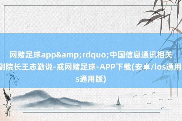 网赌足球app&rdquo;中国信息通讯相关院副院长王志勤说-戒网赌足球-APP下载(安卓/ios通用版)